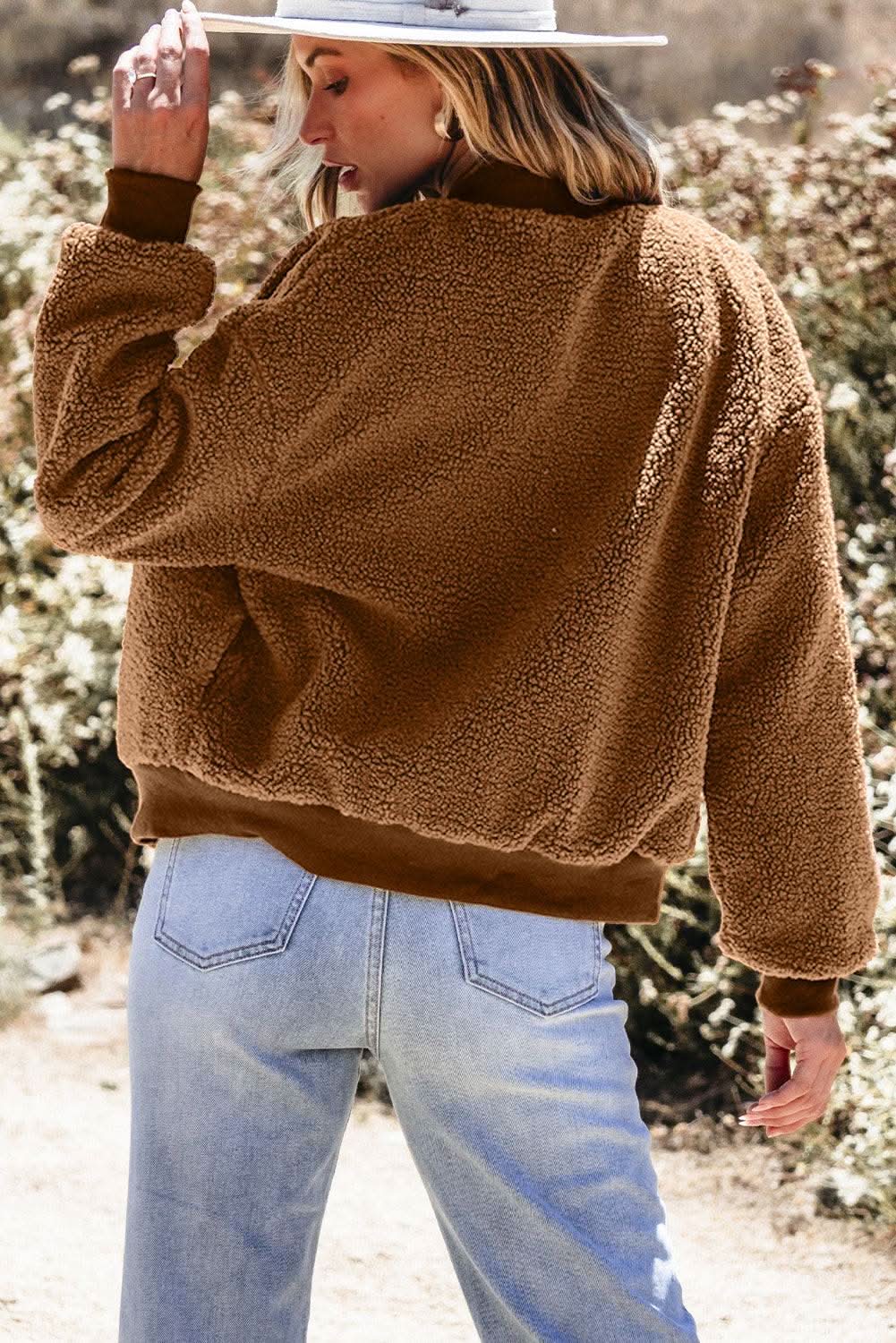 Redwood burl sherpa bomber jacket - Love Salve